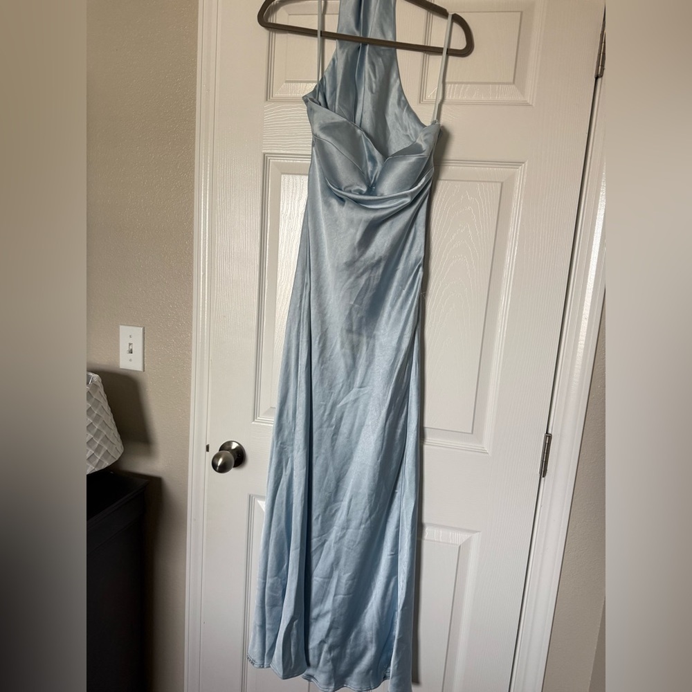 Blue Dress Maxi Satin